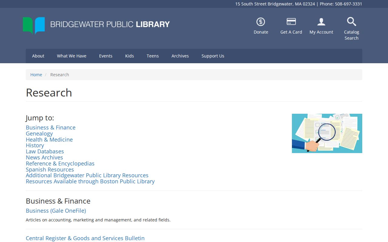 Bridgewater city directory library research databases for genealogy and newspaper work