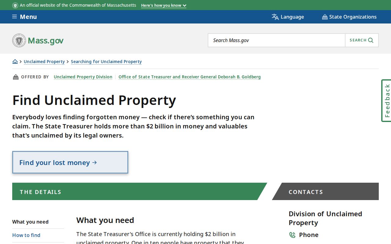 Bridgewater residents directory Massachusetts unclaimed-property search