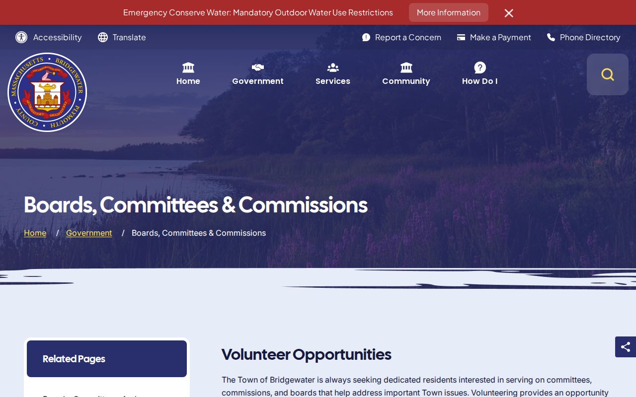 Bridgewater neighbors civic associations and Town boards directory page