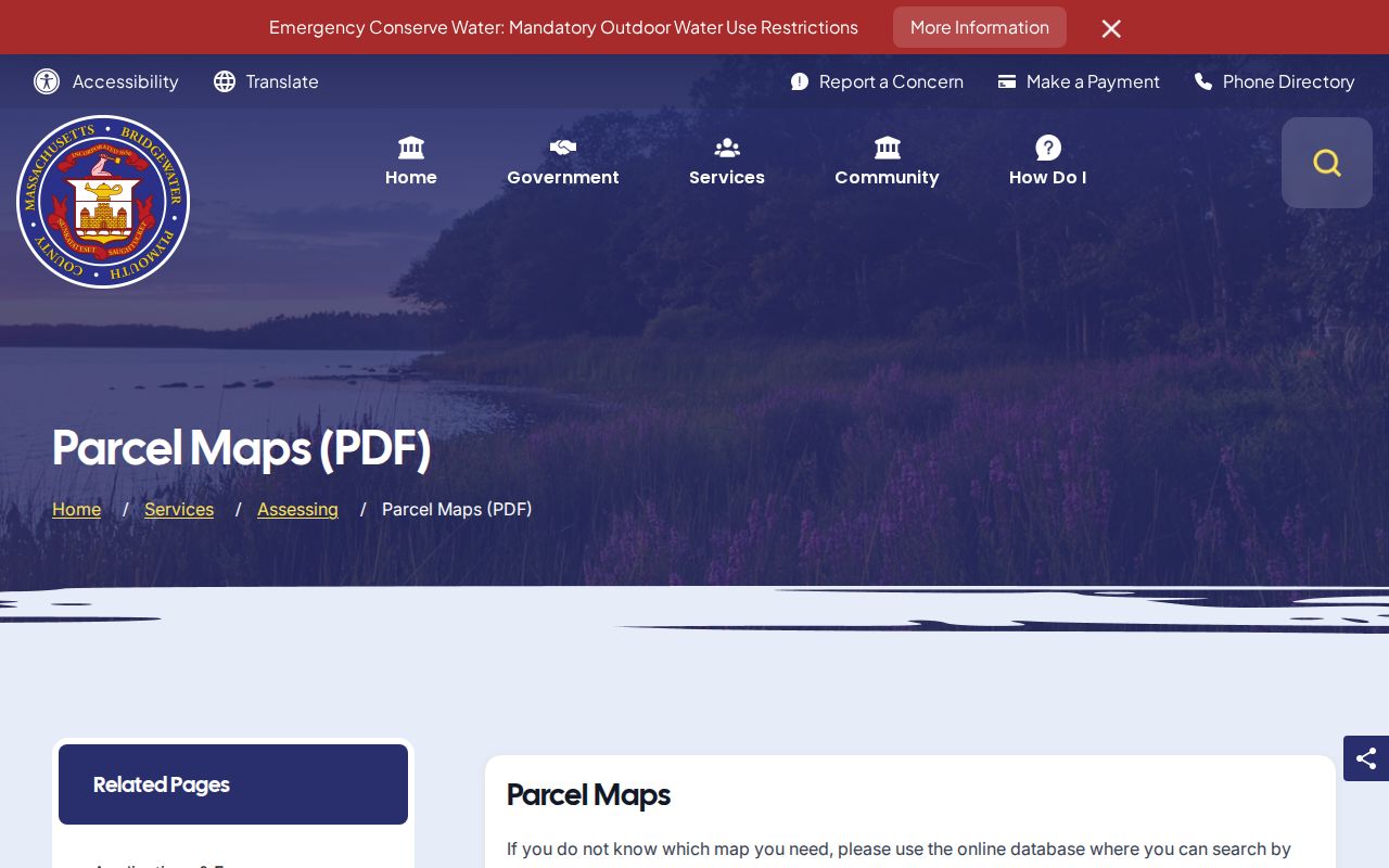 Bridgewater street directory parcel map instructions for street address research